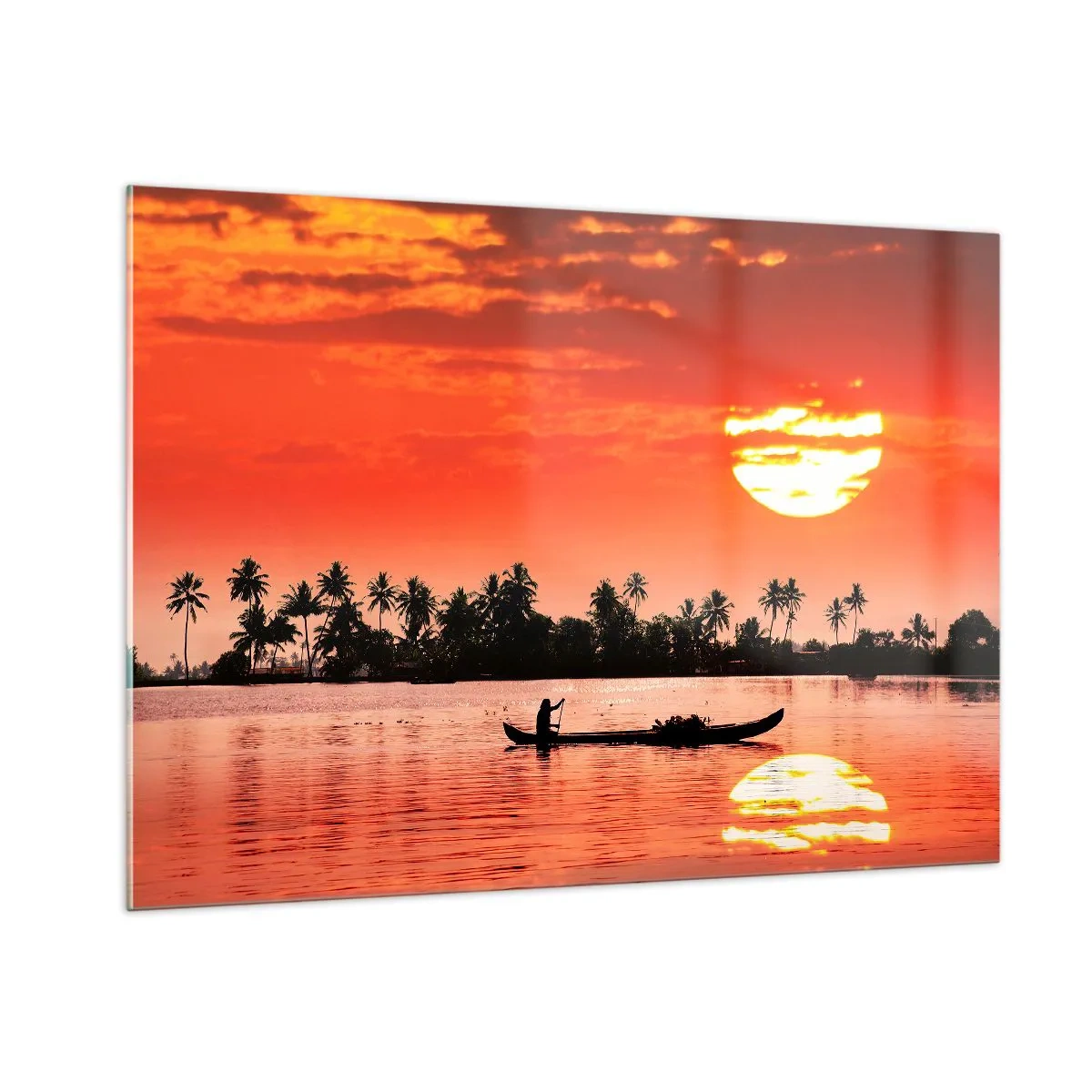Billede på glas - Tropernes ro ved solnedgang - 100x70 cm