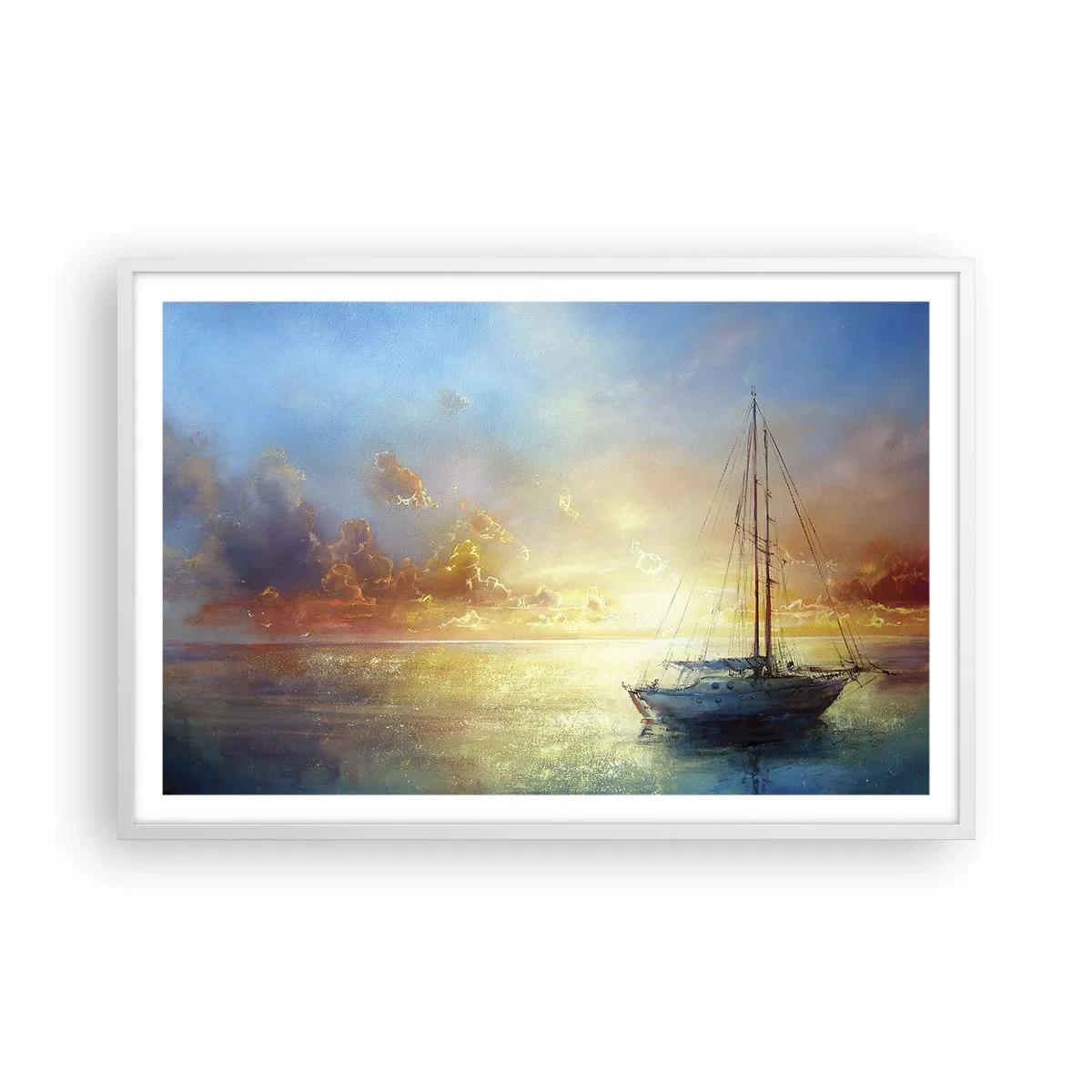 Plakat i hvid ramme - I en gylden bugt - 91x61 cm