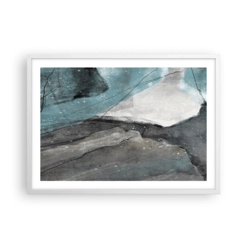 Plakat i hvid ramme - Abstraktion: klipper og is - 70x50 cm