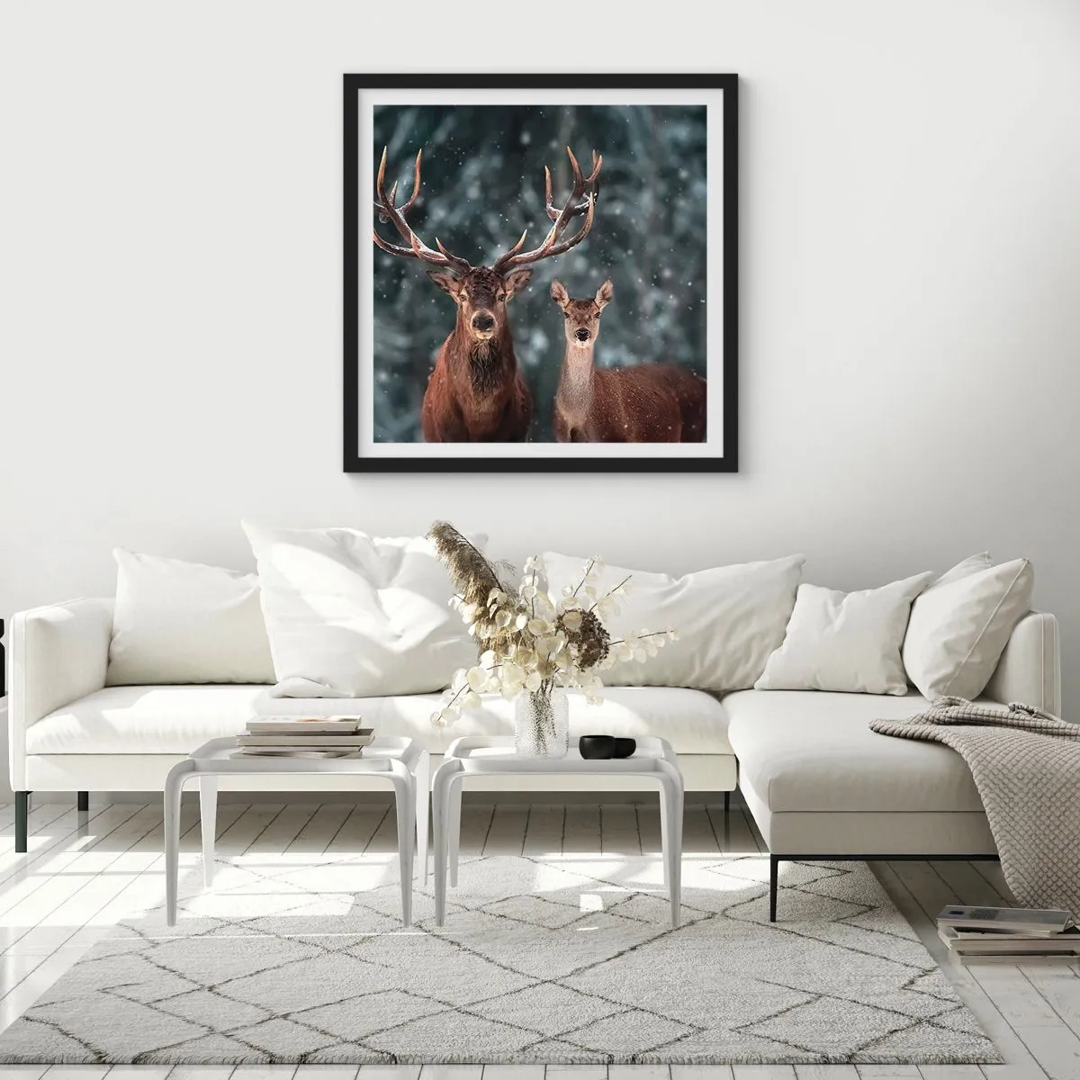 Plakat i sort ramme - Skovens herre og hans kone - 60x60 cm