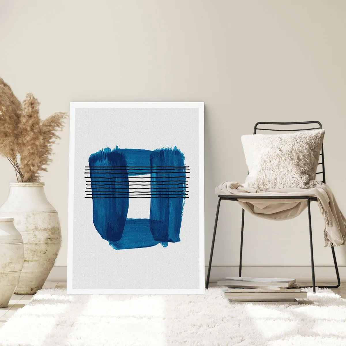 Plakat - Blå-sort sammensætning - 70x100 cm