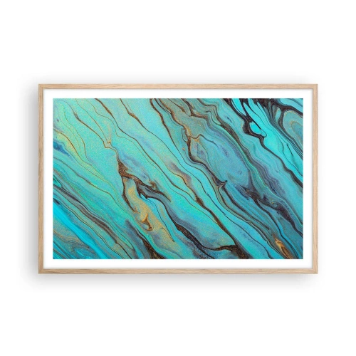 Plakat i ramme af lyst egetræ - Turkis tidevand - 91x61 cm