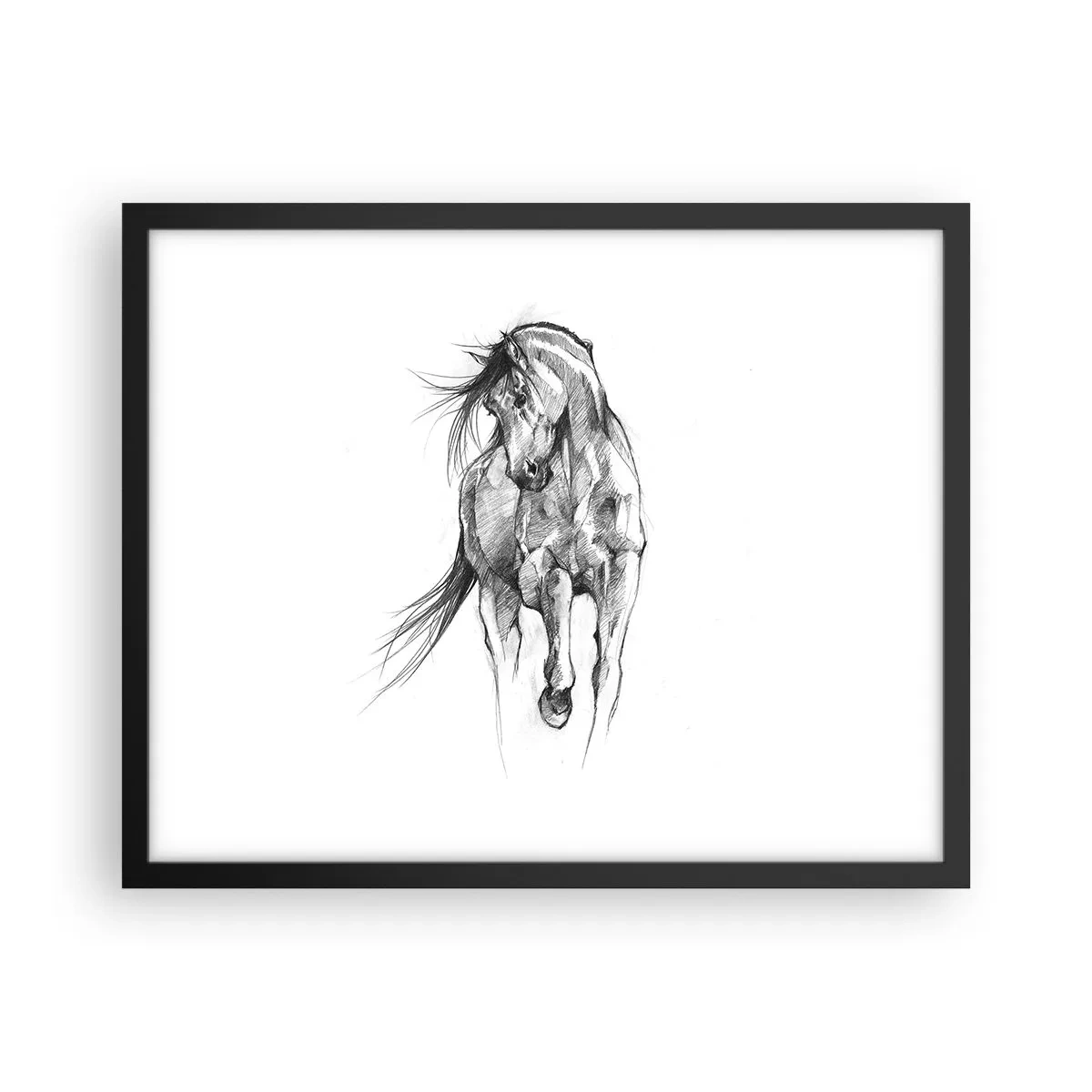 Plakat i sort ramme - I en yndefuld trav - 50x40 cm
