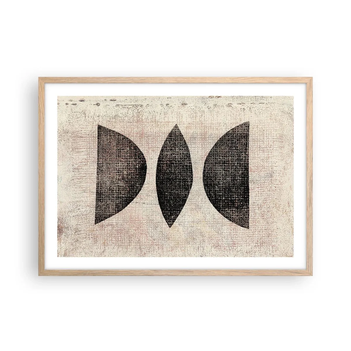 Plakat i ramme af lyst egetræ - Etnisk abstraktion - 70x50 cm