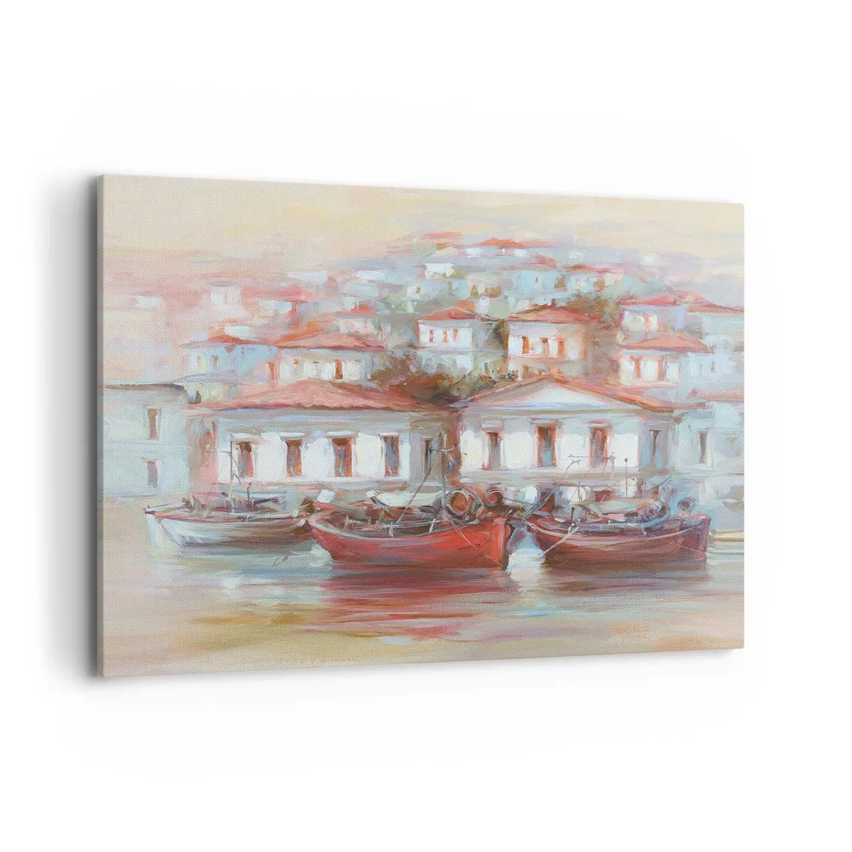 Lærredstryk - Billede på lærred - Lykkelig by - 100x70 cm