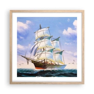 Plakat i ramme af lyst egetræ - Stolt med vinden - 50x50 cm