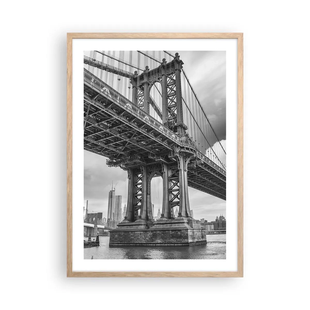 Plakat i ramme af lyst egetræ - Til byens hjerte - 50x70 cm