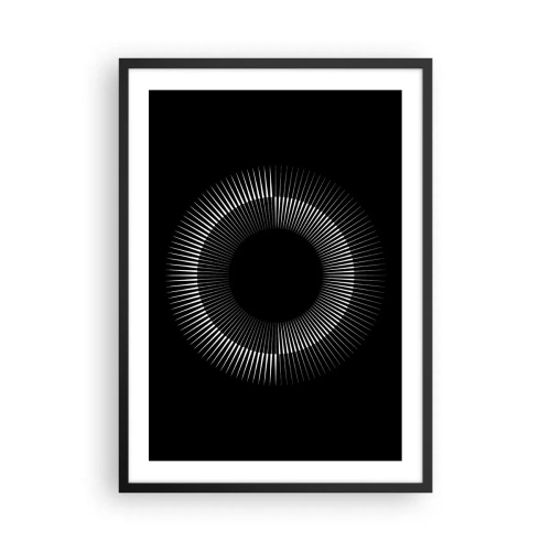 Plakat i sort ramme - En fascinerende komposition af en lysende cirkel på en sort baggrund. - 50x70cm - Sort sol - Moderne vægdekoration til stue og soveværelse ARTTOR