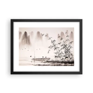 Plakat i sort ramme - Stilhed i rismarkerne - 40x30 cm