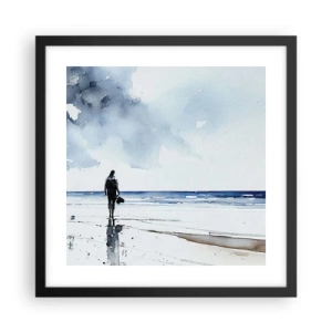 Plakat i sort ramme - Samtale med havet - 40x40 cm
