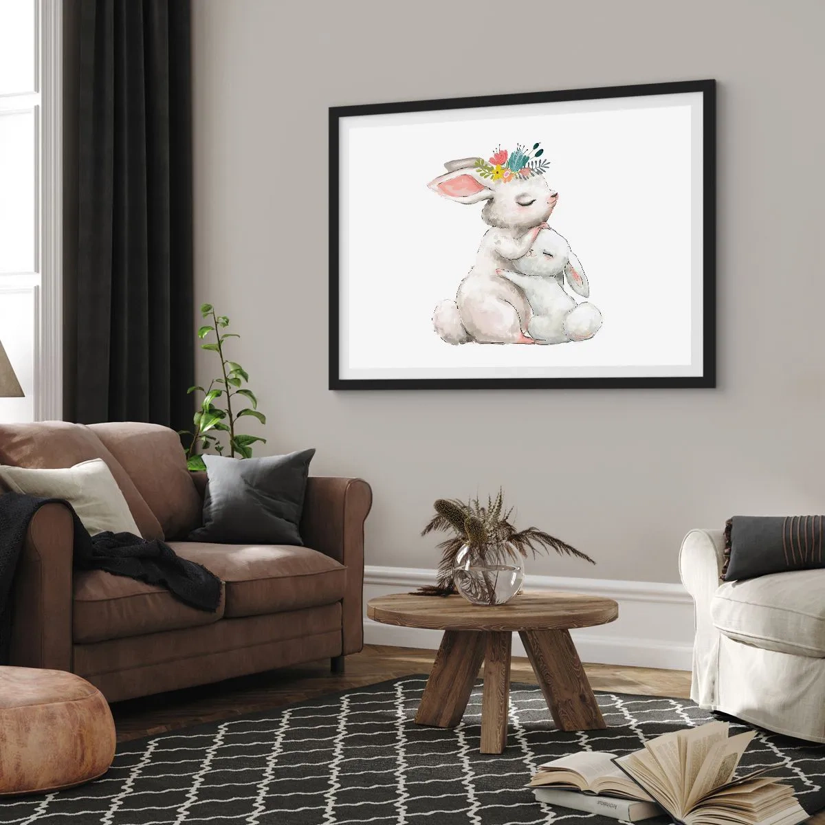 Plakat i sort ramme - Der er intet sted som hos mor - 100x70 cm