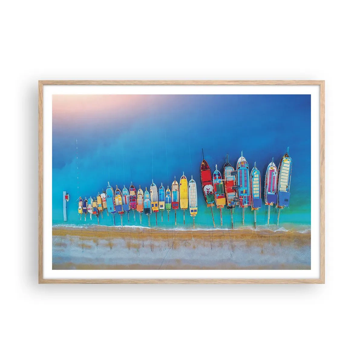 Plakat i ramme af lyst egetræ - Fra et fugleperspektiv - 100x70 cm