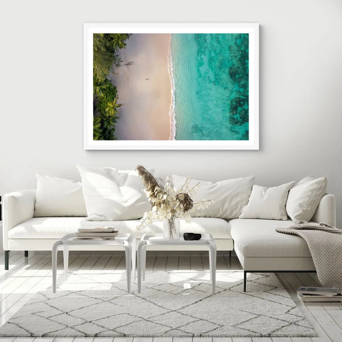 Plakat i hvid ramme - Paradis strand - 70x50 cm