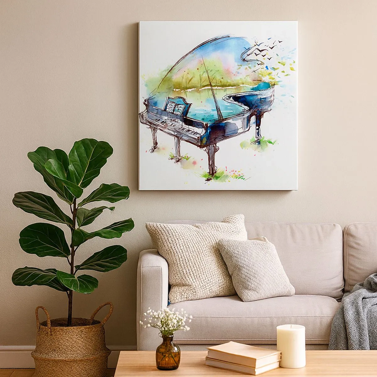 Lærredstryk - Billede på lærred - Fortryllet af musik - 30x30 cm