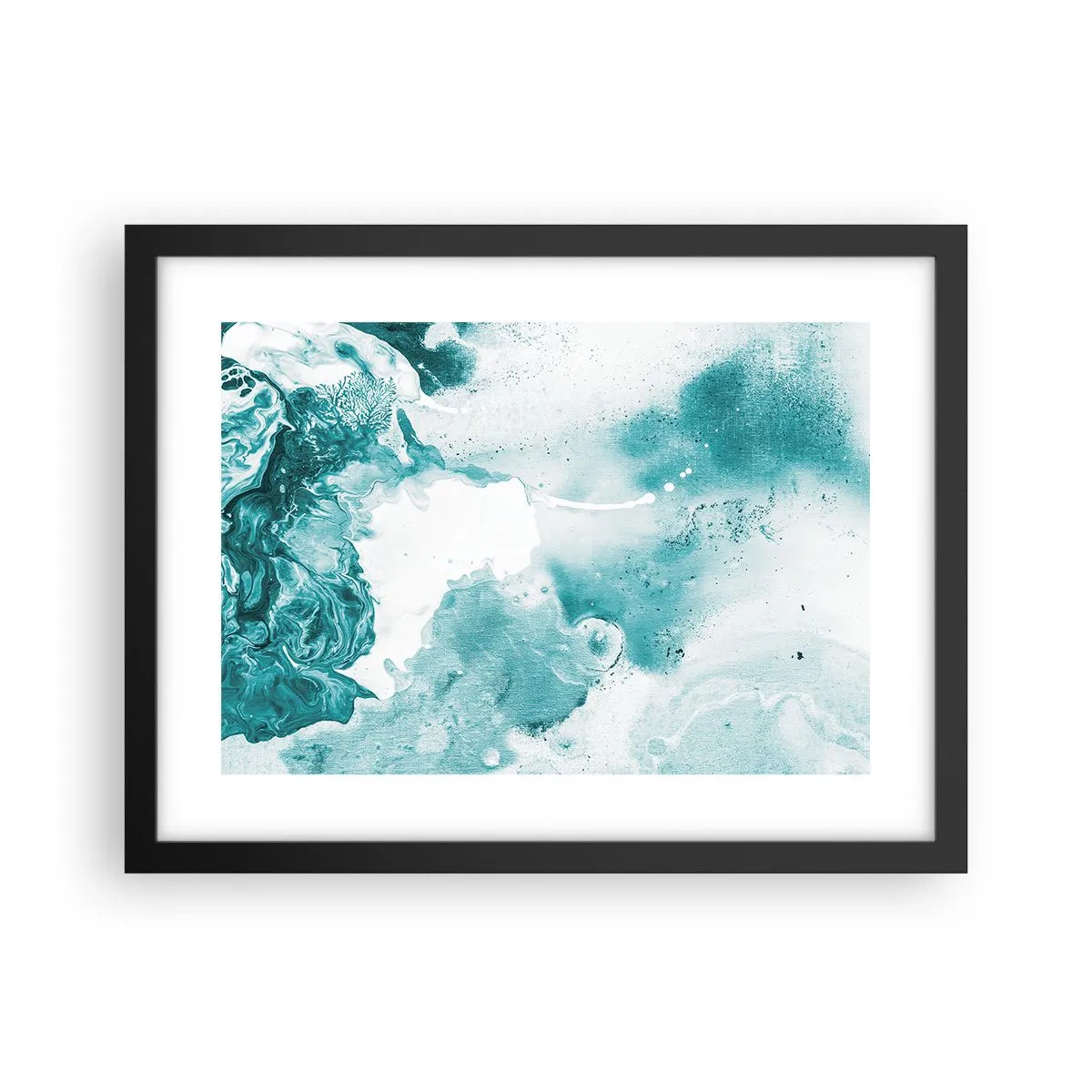 Plakat i sort ramme - Blå oversvømmelsesflader - 40x30 cm