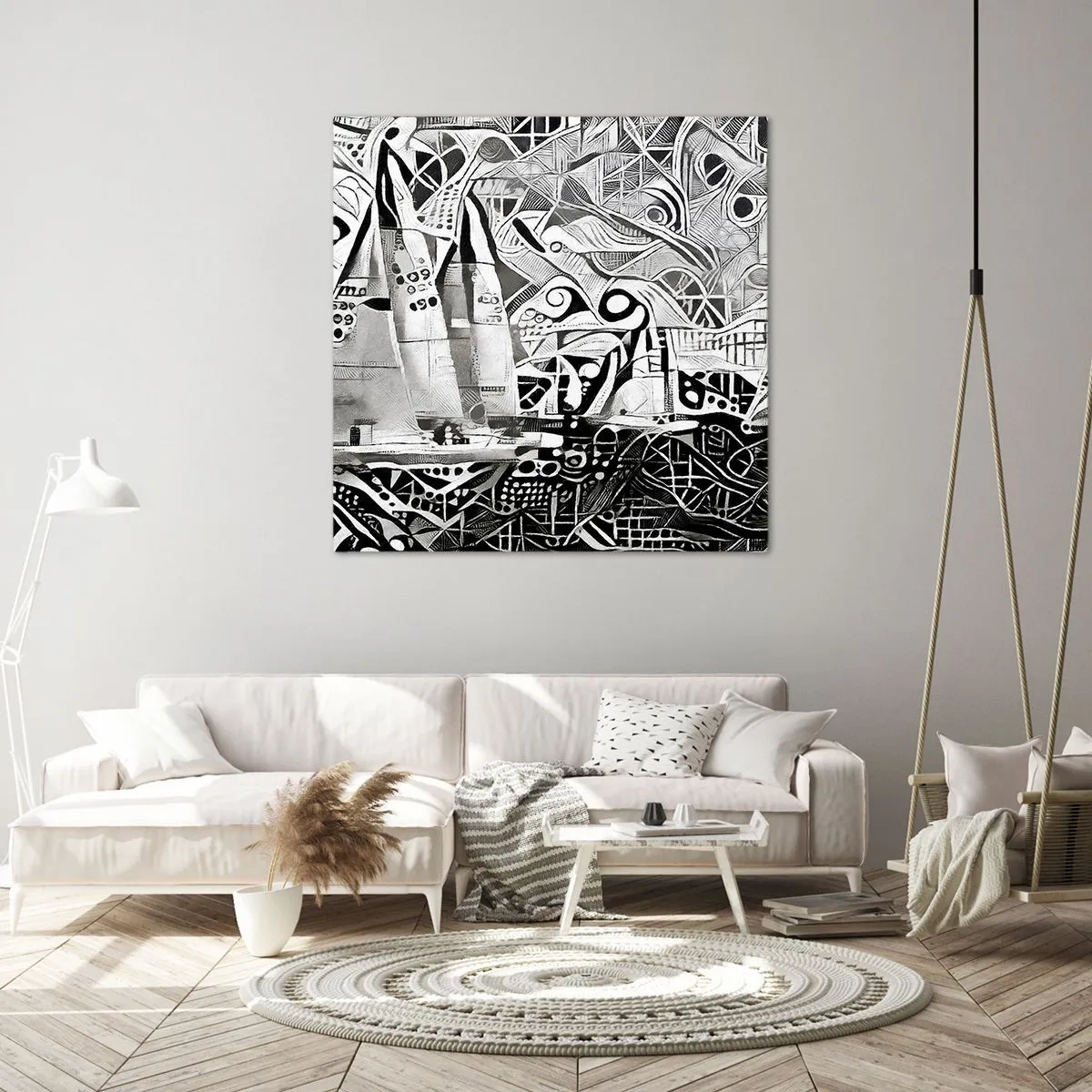 Lærredstryk - Billede på lærred - Mellem bølgerne - 60x60 cm