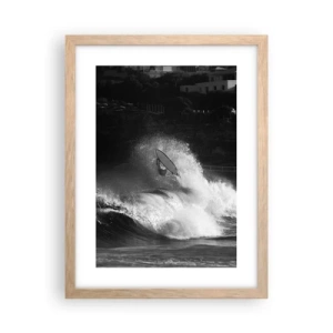 Plakat i ramme af lyst egetræ - Udfordring accepteret! - 30x40 cm
