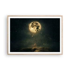 Plakat i ramme af lyst egetræ - En, der stjal månen - 100x70 cm