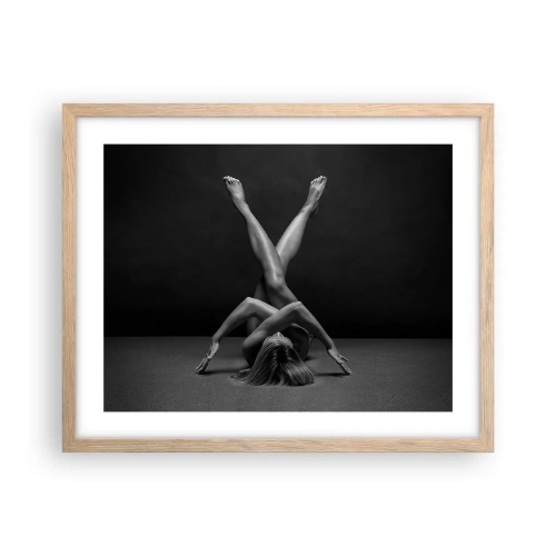 Plakat i ramme af lyst egetræ - Nøgenhedens geometri - 50x40 cm