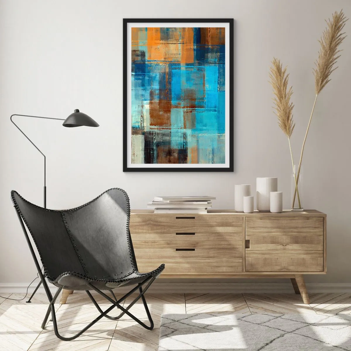 Plakat i sort ramme - Gennem det blå slør - 30x40 cm