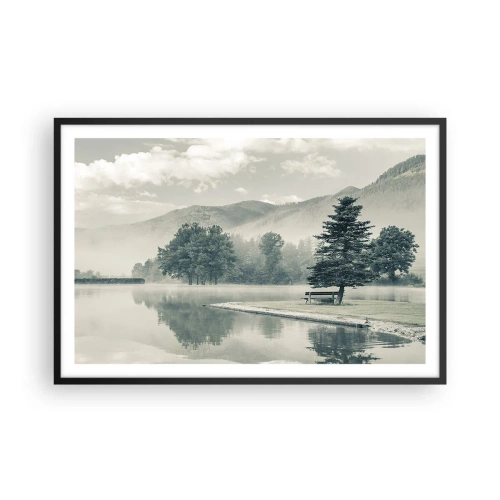 Plakat i sort ramme - Søen sover stadig - 91x61 cm