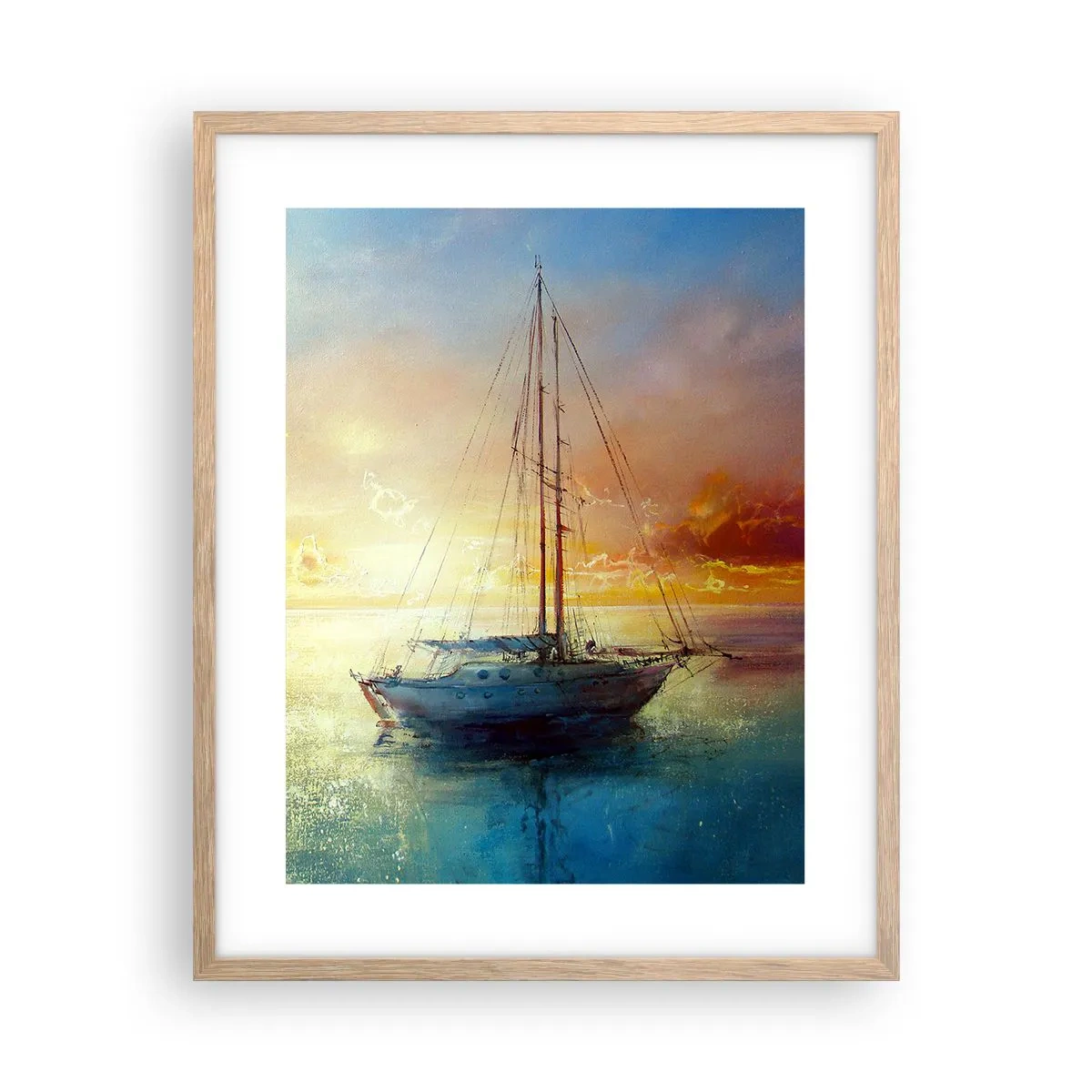 Plakat i ramme af lyst egetræ - I en gylden bugt - 40x50 cm