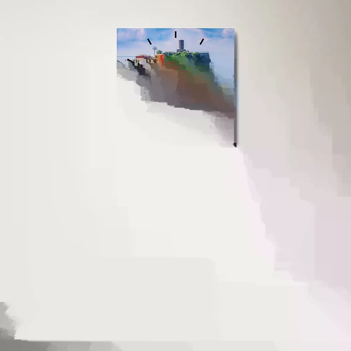 Vægur, Uret - Middelhavets magiske by - 40x40 cm