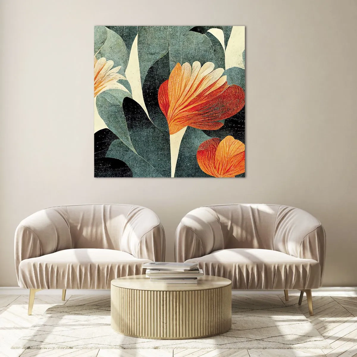 Billede på glas - Varmen fra troperne og køligheden fra det grønne - 70x70 cm