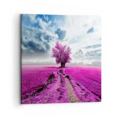 Lærredstryk - Billede på lærred - Hedeslette - charmerende - 70x70 cm