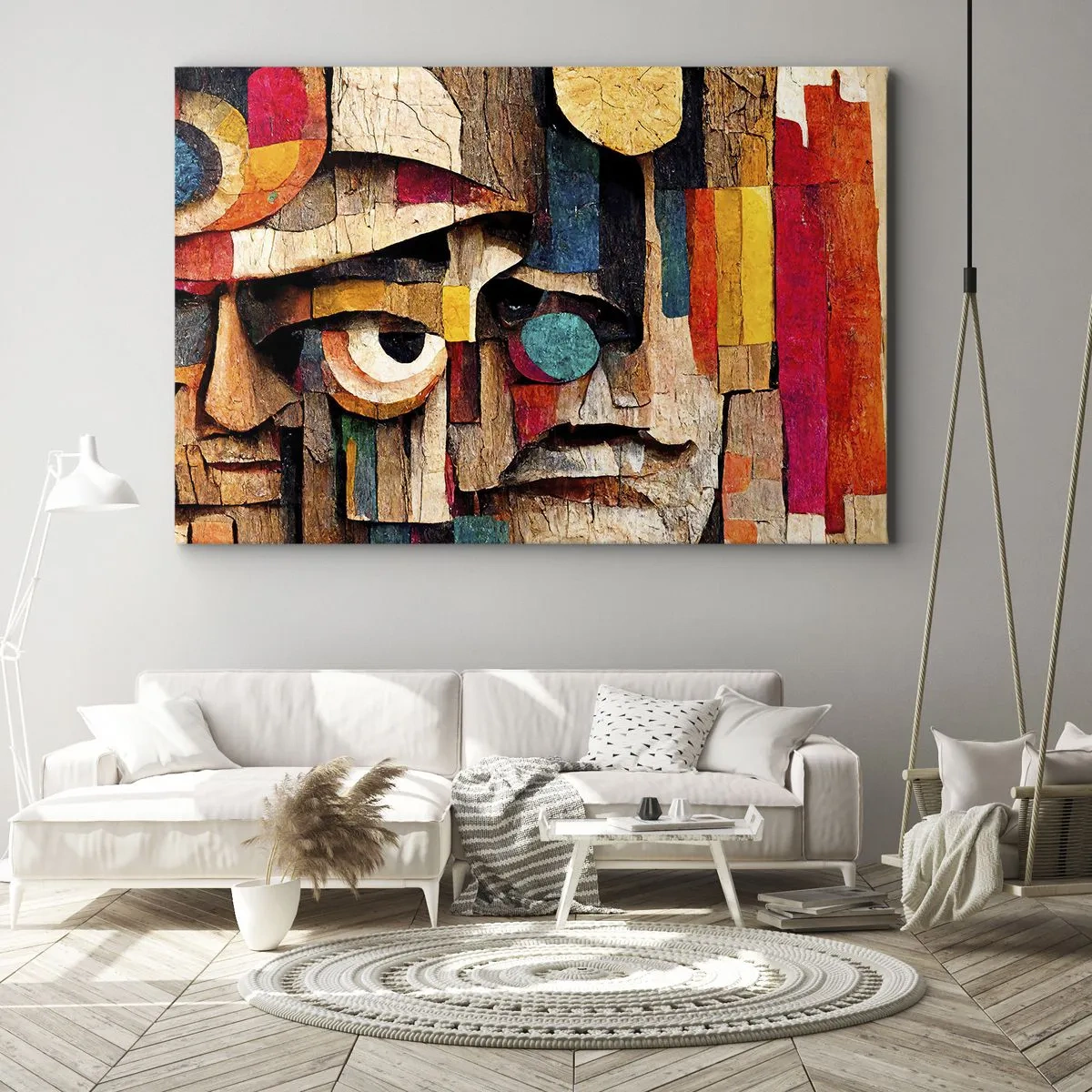 Lærredstryk - Billede på lærred - Abstrakte ansigter i intense farver - 70x50cm - Jeg kan se dig... - Moderne vægdekoration til stue og soveværelse ARTTOR