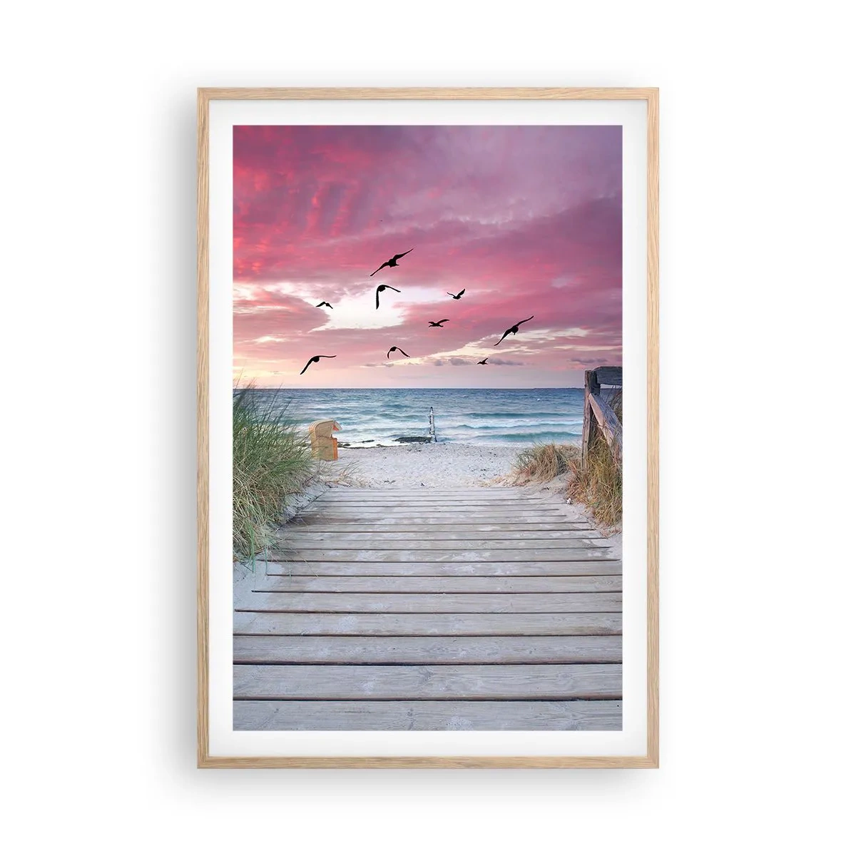 Plakat i ramme af lyst egetræ - Baltisk indtryk - 61x91 cm