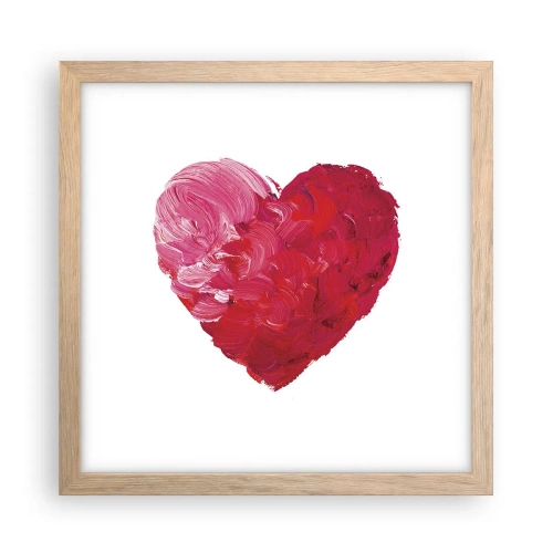 Plakat i ramme af lyst egetræ - All you need is love - 30x30 cm