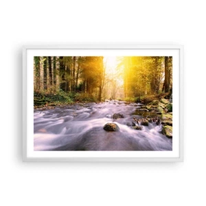 Plakat i hvid ramme - Malachit i sølv- og guldfatning - 70x50 cm