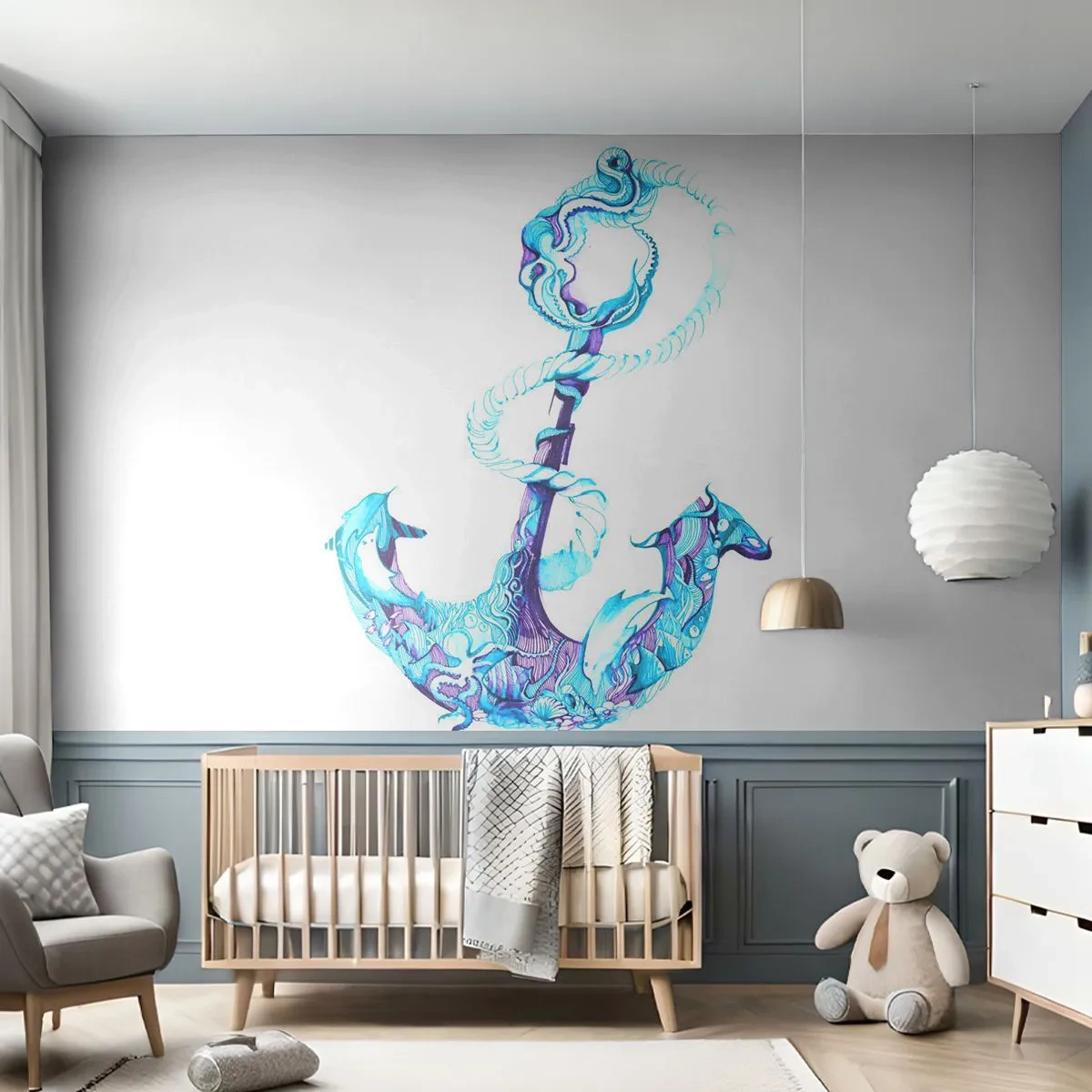Fototapet Standard Eco - Forvalter af havets hemmeligheder - Abstraktion, Anker, Hav - 400x280 cm