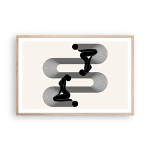 Plakat i ramme af lyst egetræ - Sensuel symmetri - 91x61 cm