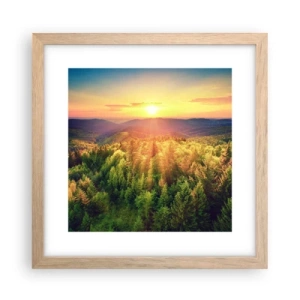 Plakat i ramme af lyst egetræ - Toppe og bjergtoppe - 30x30 cm