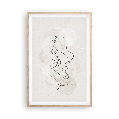 Plakat i ramme af lyst egetræ - Omfavnet i en omfavnelse - 61x91 cm
