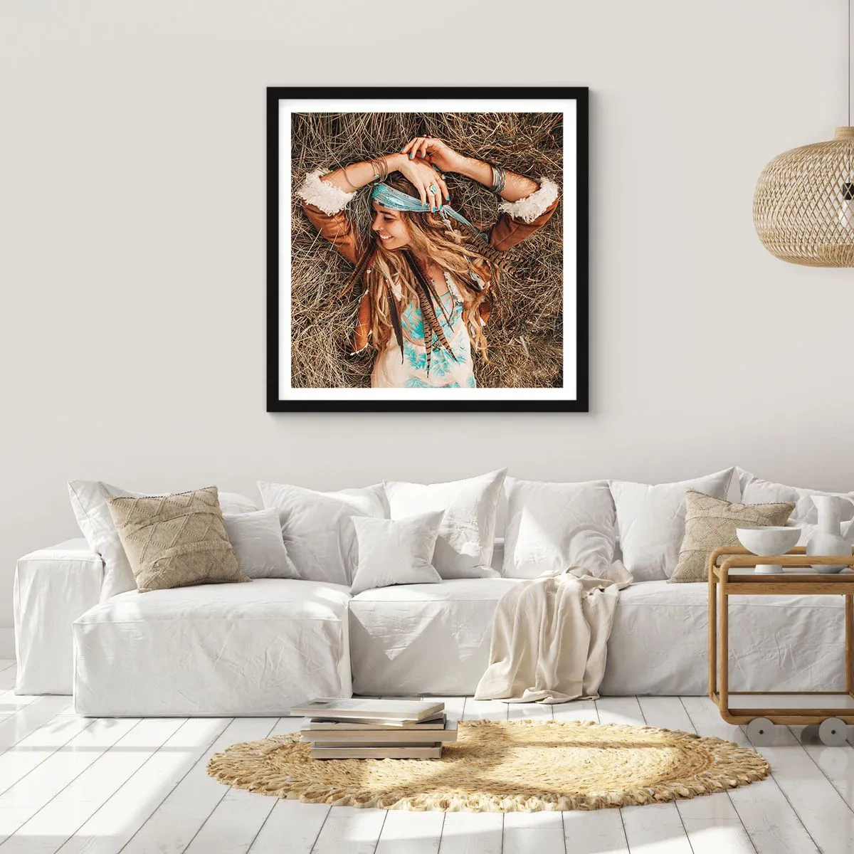 Plakat i sort ramme - På vej til kærlighedens sommer - 50x50 cm