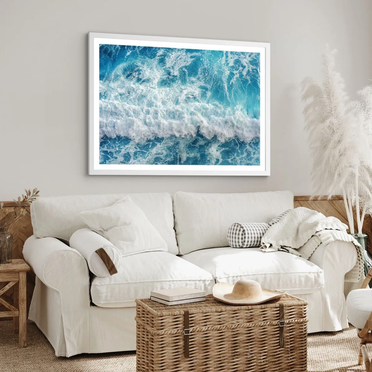 Plakat i hvid ramme - Glædeligt og i spring - 40x30 cm