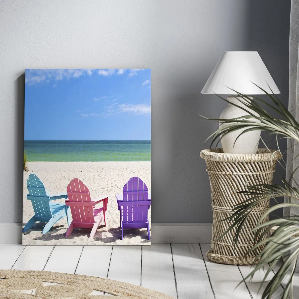 Lærredstryk - Billede på lærred - Regnbue strand - 50x70 cm