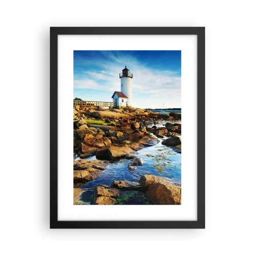 Plakat i sort ramme - Vend tilbage med glæde, jeg ser frem til - 30x40 cm