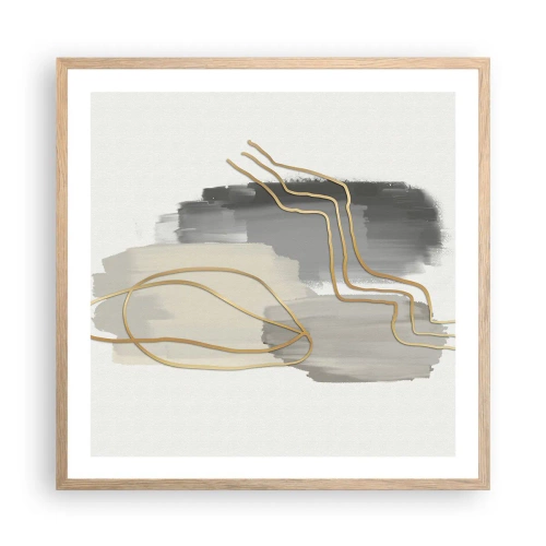 Plakat i ramme af lyst egetræ - Vedholdenhed og bevægelse - 60x60 cm