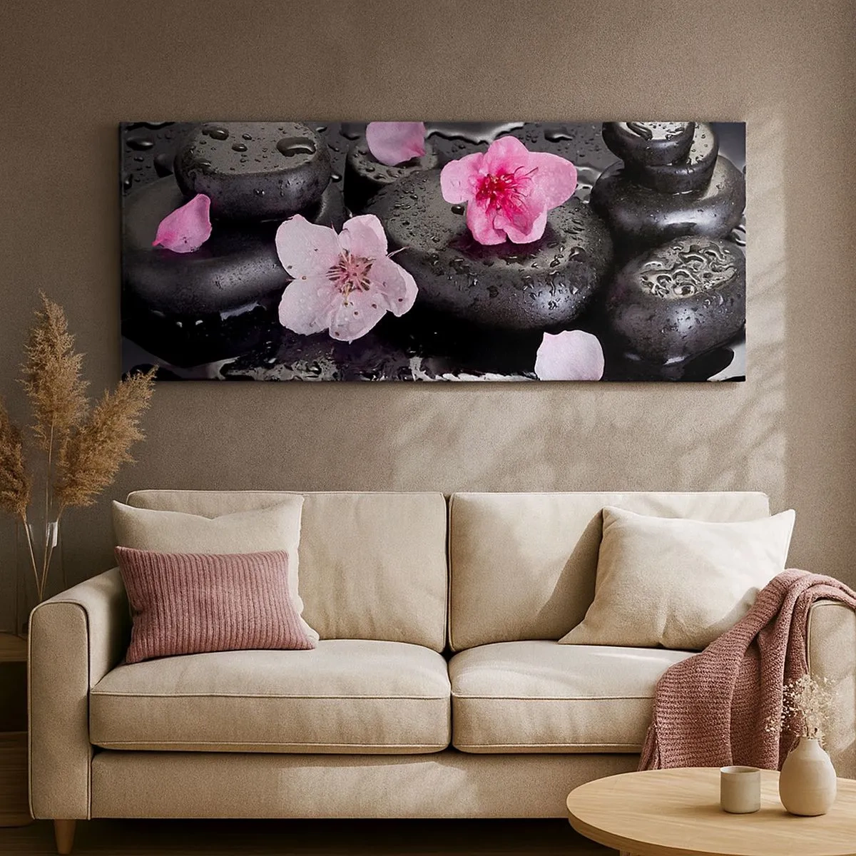 Lærredstryk - Billede på lærred - Og stenen falder fra hjertet - 100x40 cm