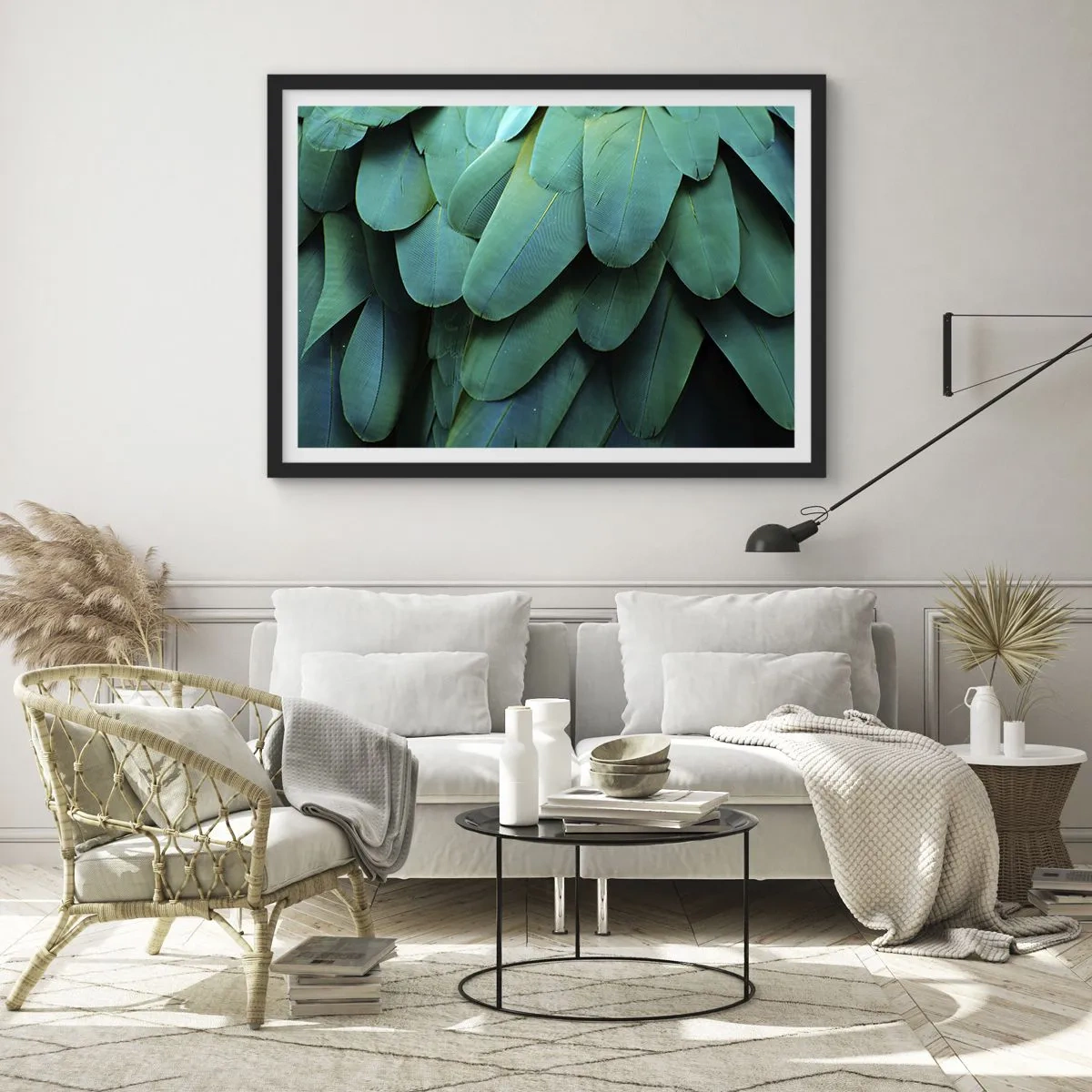 Plakat i sort ramme - Papegøjenaturens præcision - 91x61 cm