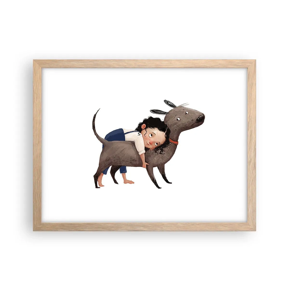 Plakat i ramme af lyst egetræ - Bedste venner - 40x30 cm