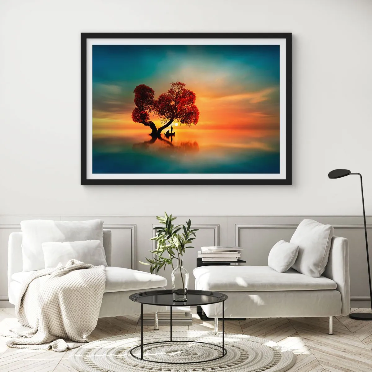 Plakat i sort ramme - Fjern og tavs verdensløshed - 100x70 cm