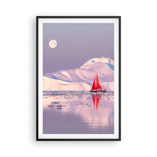Plakat i sort ramme - Sejlets varme, isens kulde - 61x91 cm
