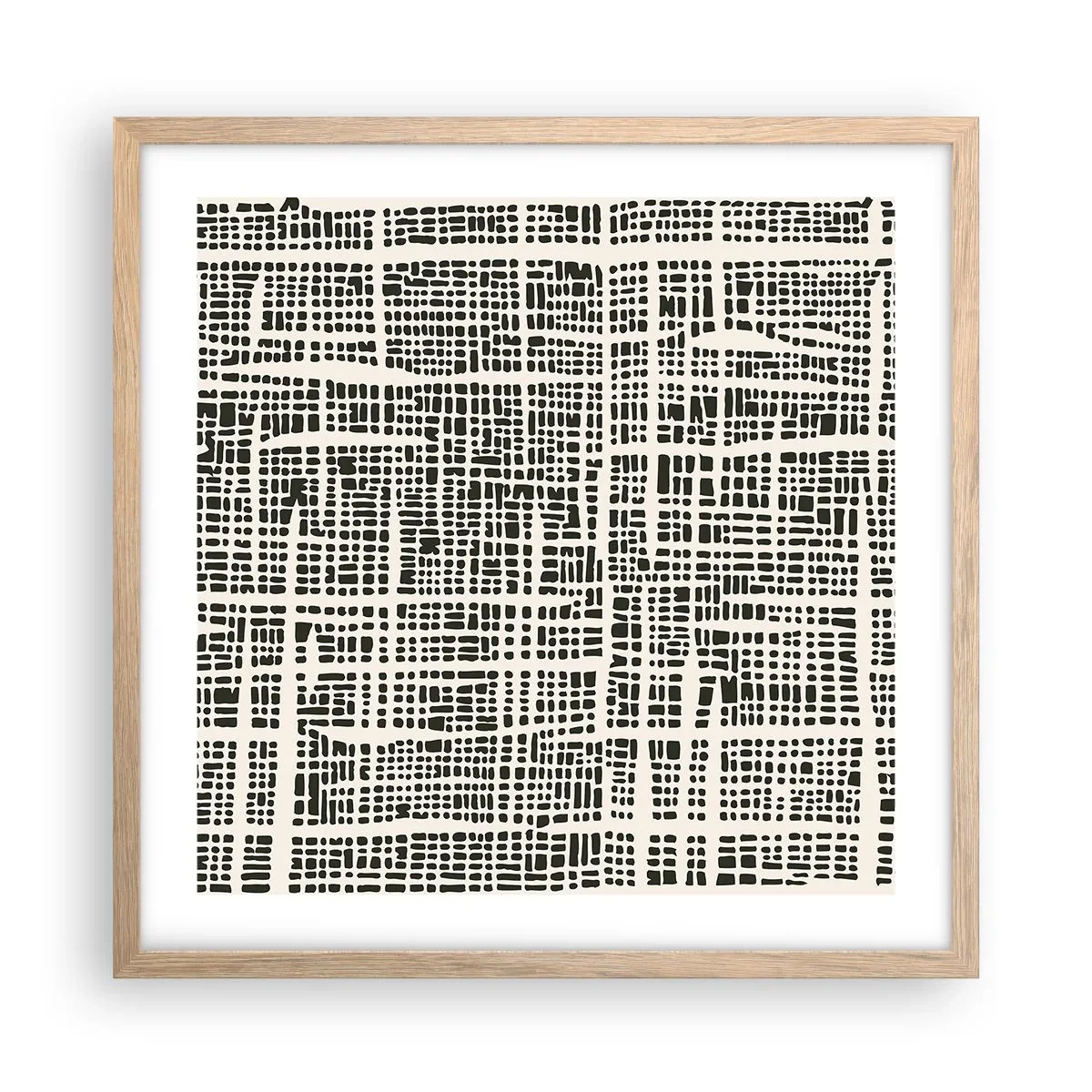 Plakat i ramme af lyst egetræ - En sammensætning vævet - 50x50 cm