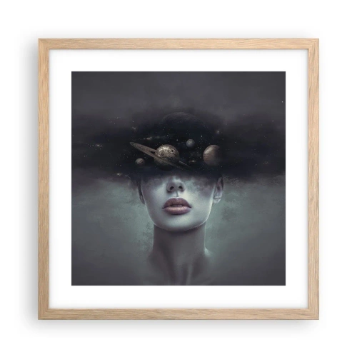 Plakat i ramme af lyst egetræ - Og planeterne er ved at gå amok... - 40x40 cm