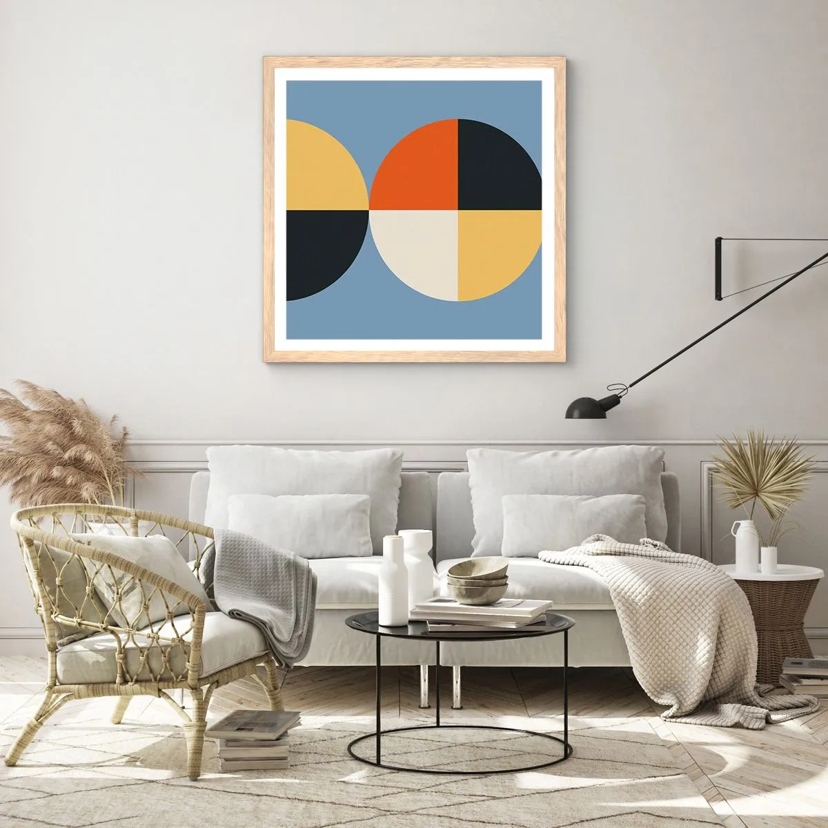 Plakat i ramme af lyst egetræ - Se og tæl - 60x60 cm